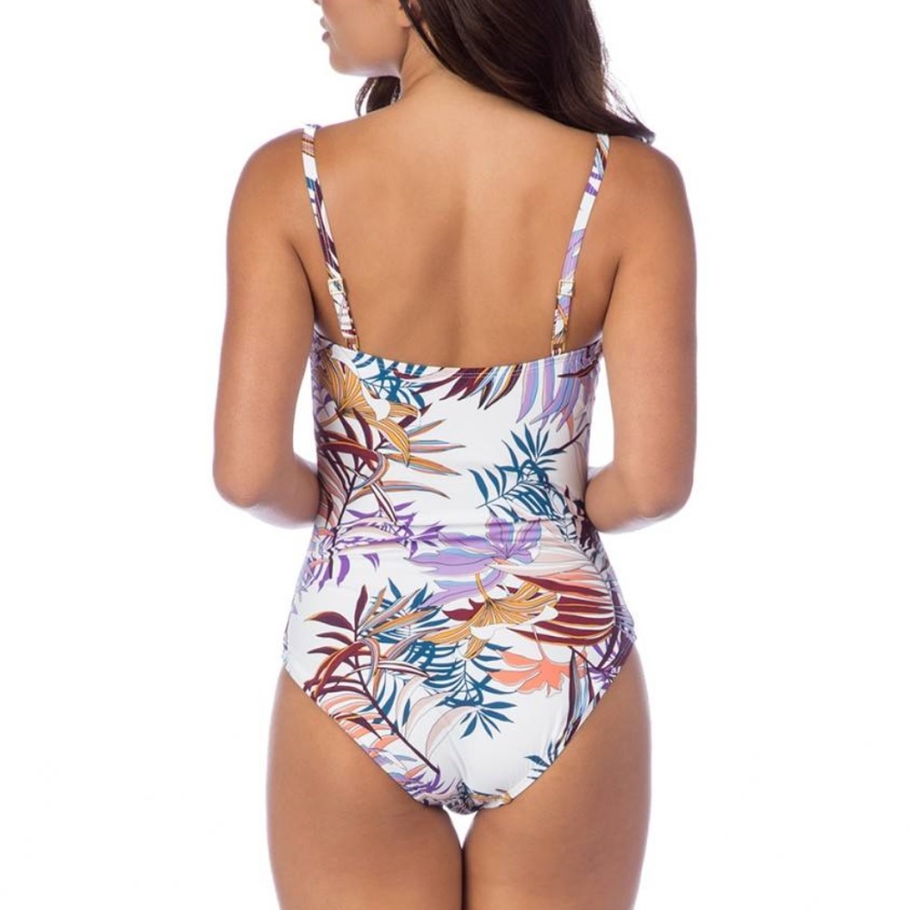 La Blanca White Botanical Garden Ruched One Piece - Picture 2 of 2